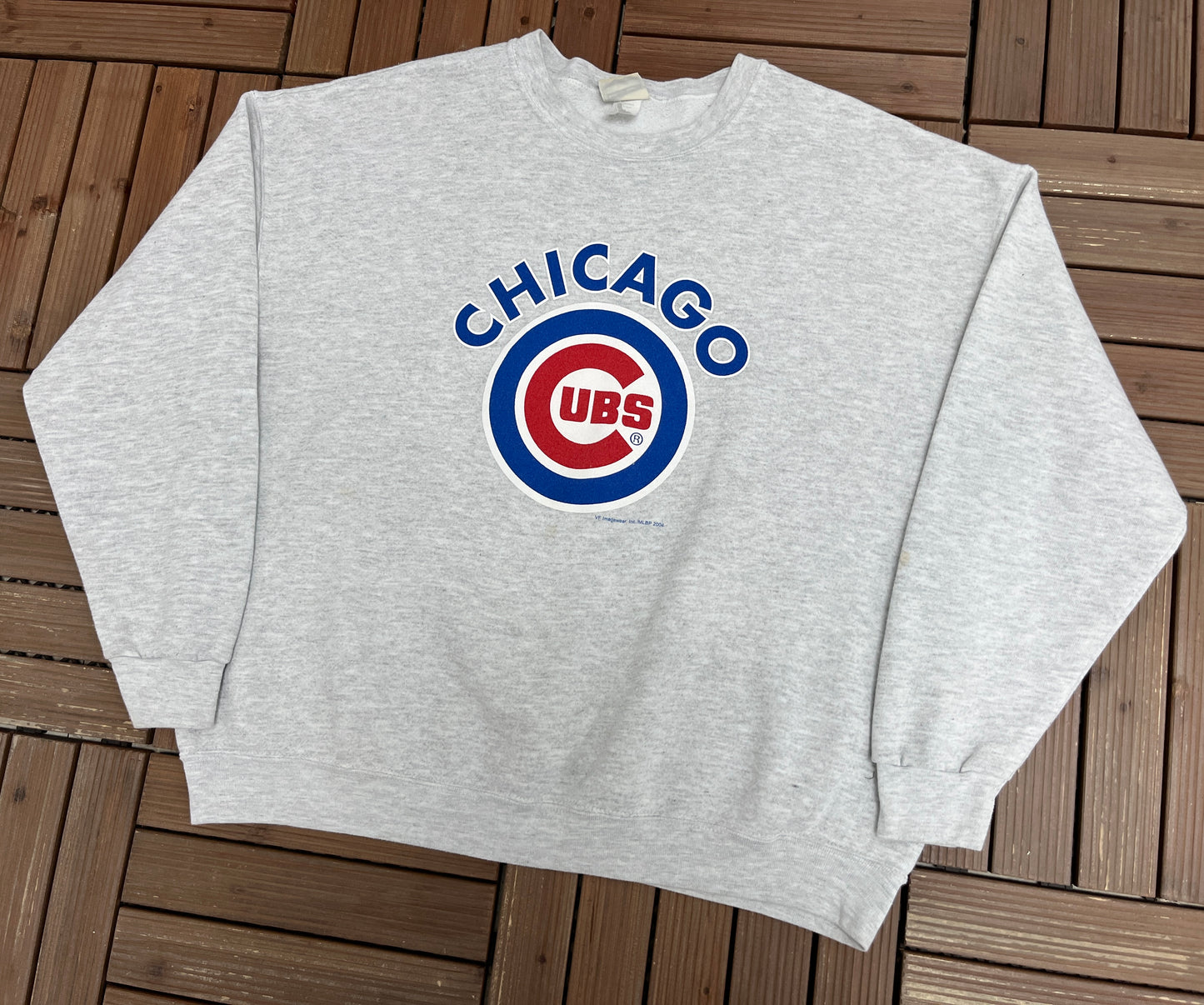 Chicago Cubs Graphic Crewneck | Size XX-Large | Vintage 2000s MLB Baseball Grey Sweater |