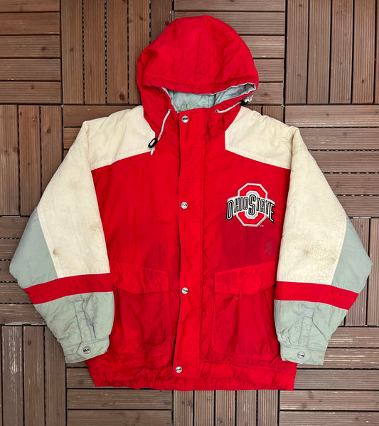 Ohio State Buckeyes Puffer Jacket | Size X-Large | Vintage 1990s College Sports Red Jacket |