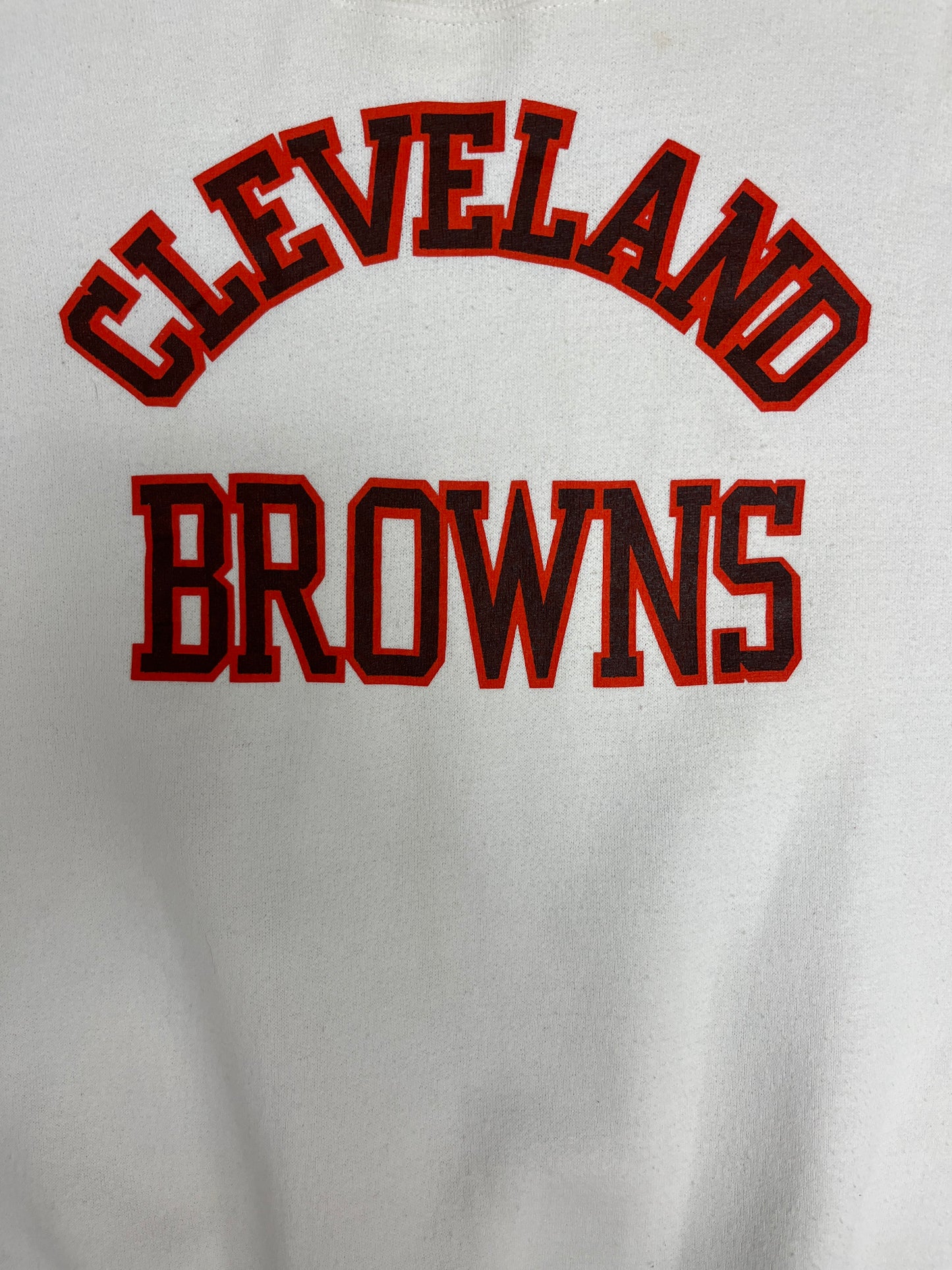 Cleveland Browns Spell Out Graphic Crewneck | Size X-Large | Vintage 1990s NFL Football White Sweater |