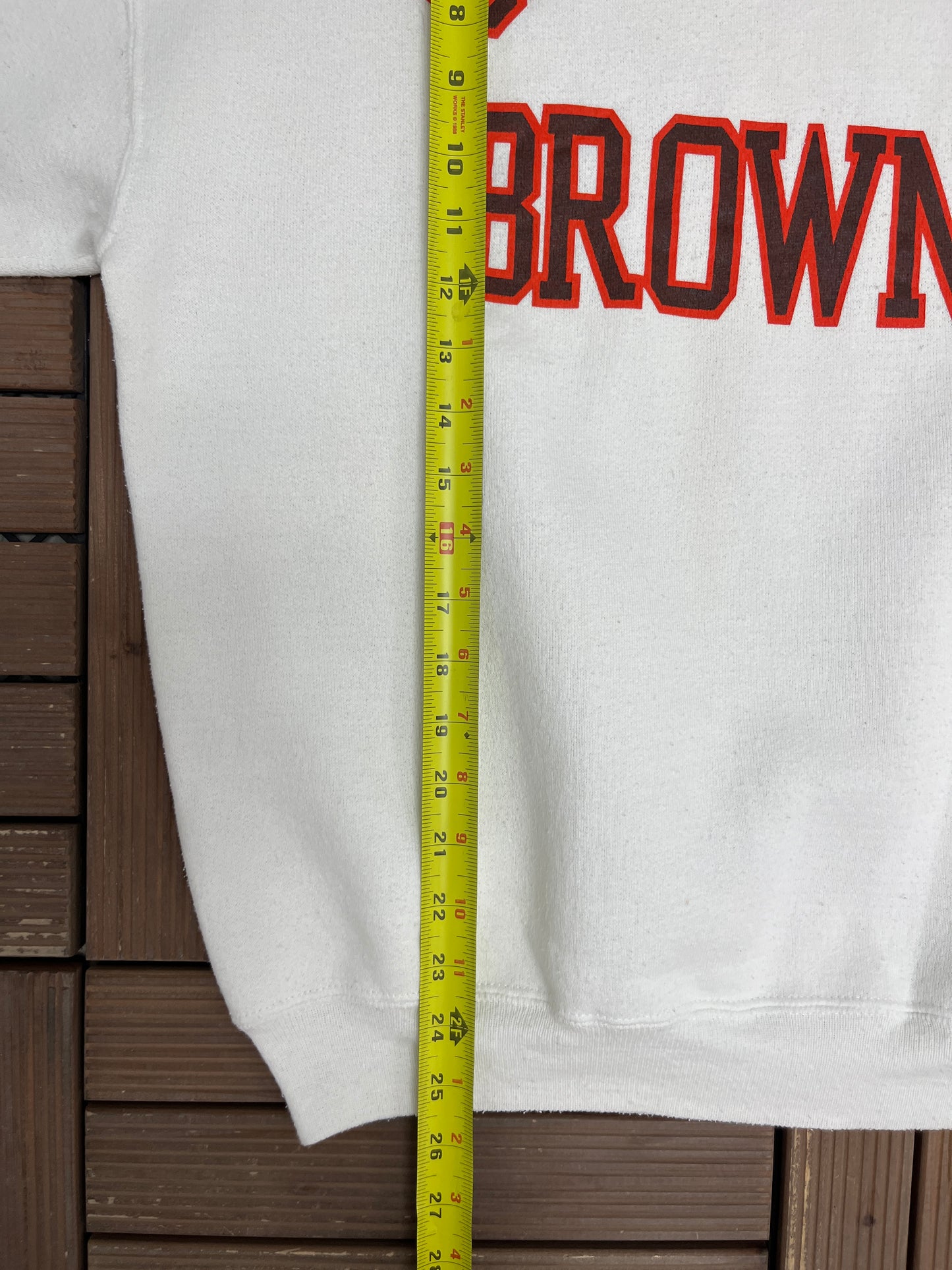 Cleveland Browns Spell Out Graphic Crewneck | Size X-Large | Vintage 1990s NFL Football White Sweater |