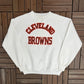 Cleveland Browns Spell Out Graphic Crewneck | Size X-Large | Vintage 1990s NFL Football White Sweater |