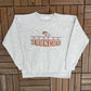 Denver Broncos Embroidered Graphic Crewneck | Size Small | Vintage 1990s NFL Football Grey Sweater |