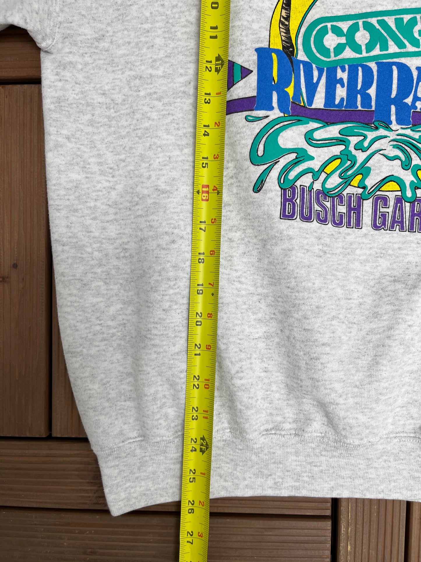 I Survived Congo River Rapids Busch Gardens Crewneck | Size Large | Vintage 1990s Promotional Grey Sweater|