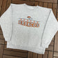 Denver Broncos Embroidered Graphic Crewneck | Size Small | Vintage 1990s NFL Football Grey Sweater |