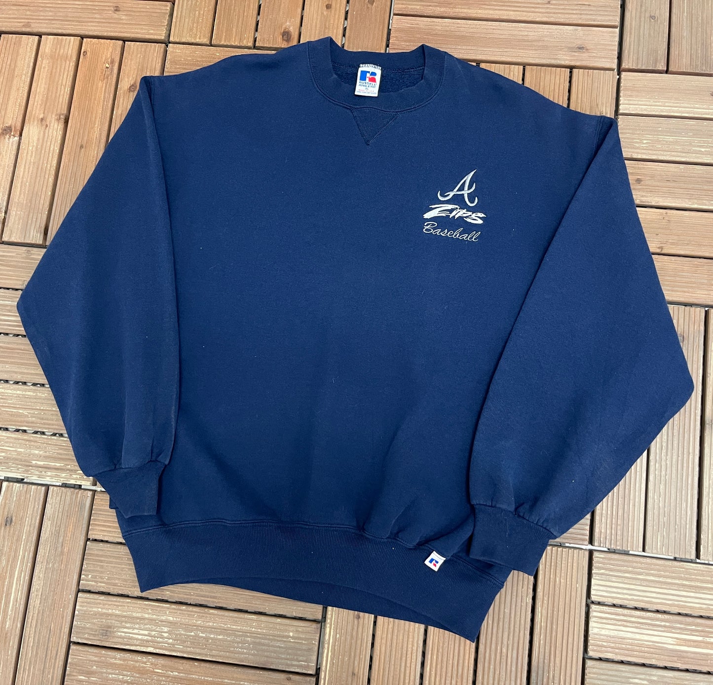 Akron Zips Baseball Graphic Crewneck | Size X-Large | Vintage 1990s College Blue Sweater |