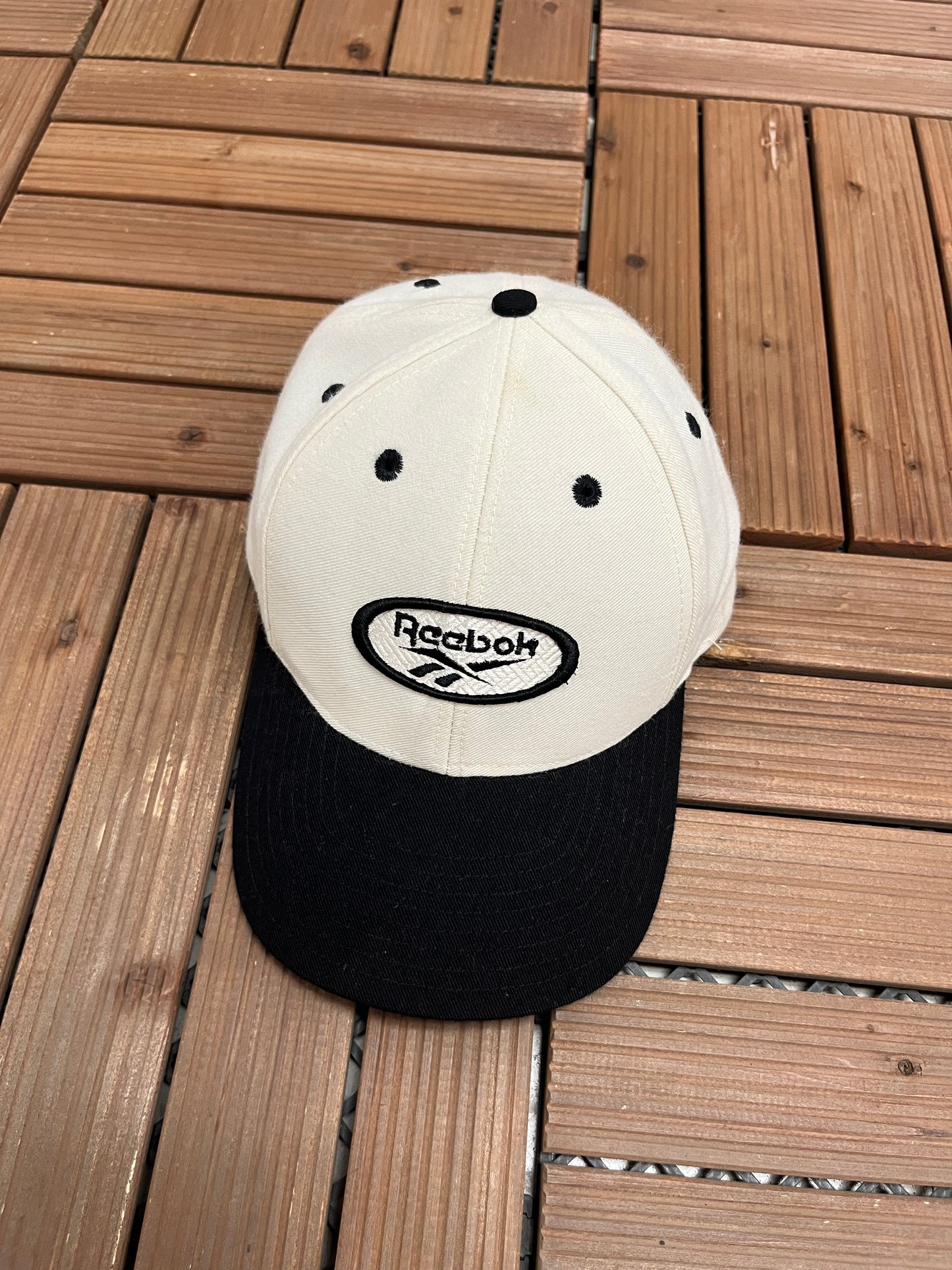 Reebok Spell Out Graphic Hat | Snap Back | Vintage 2000s Branded White Cap |