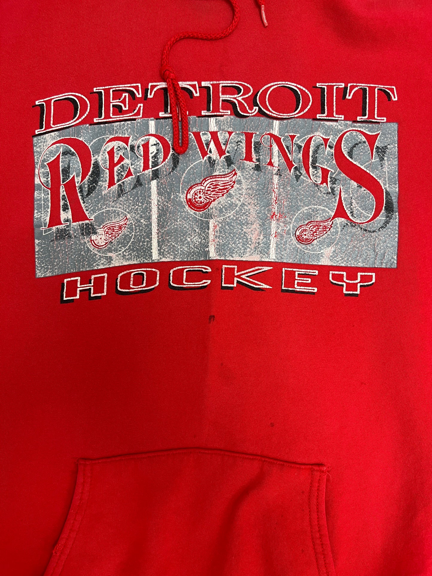 Detroit Red Wings Hockey Graphic Hoodie | Size X-Large | Vintage 1990s NHL Hockey Red Sweater |