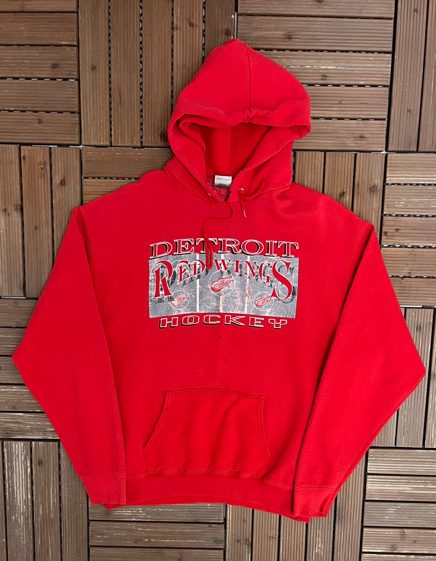 Detroit Red Wings Hockey Graphic Hoodie | Size X-Large | Vintage 1990s NHL Hockey Red Sweater |