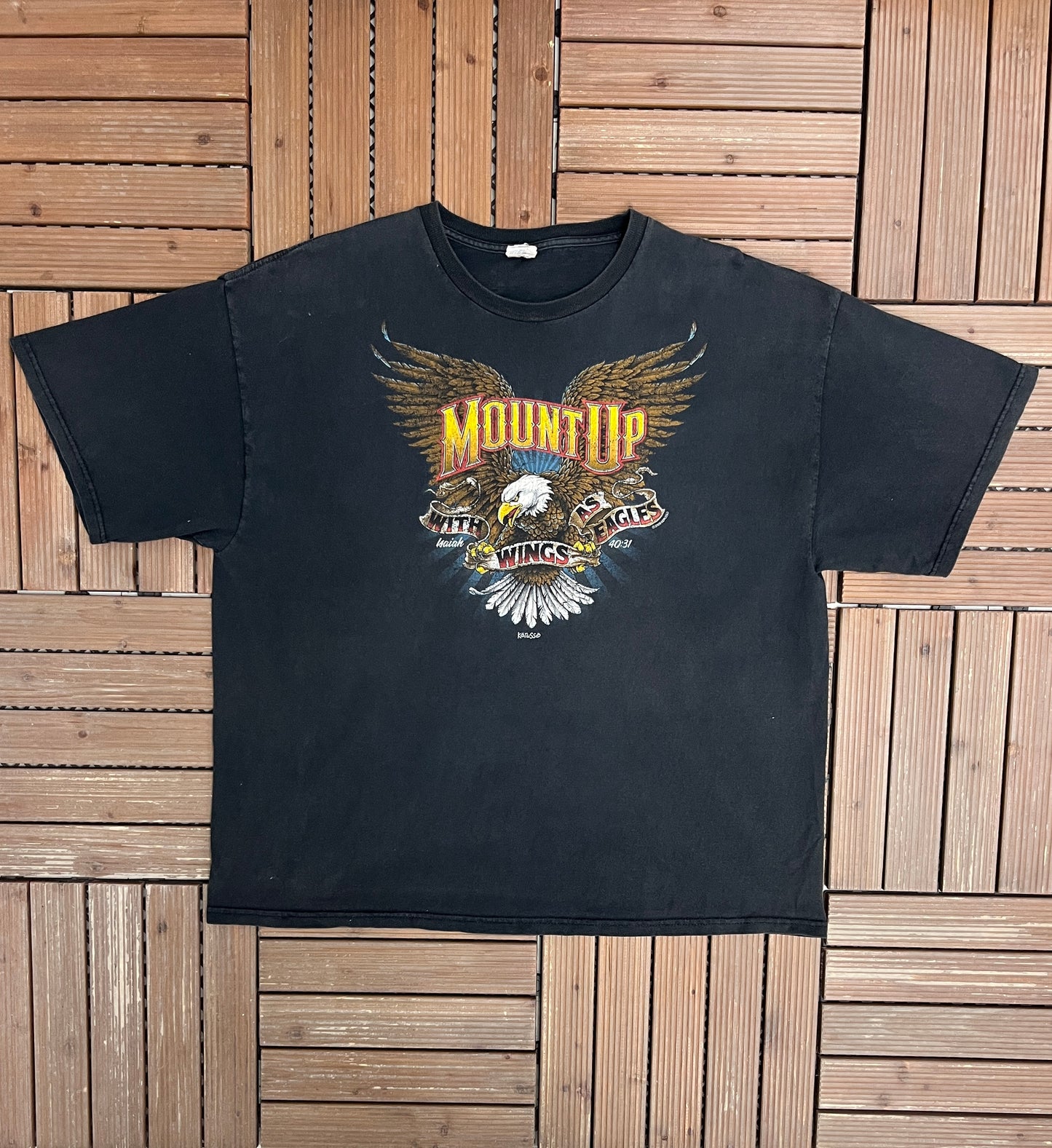 Mount Up Isaiah 40:31 Graphic Tee | Size XX-Large | Vintage 2000s Bible Black T-Shirt |