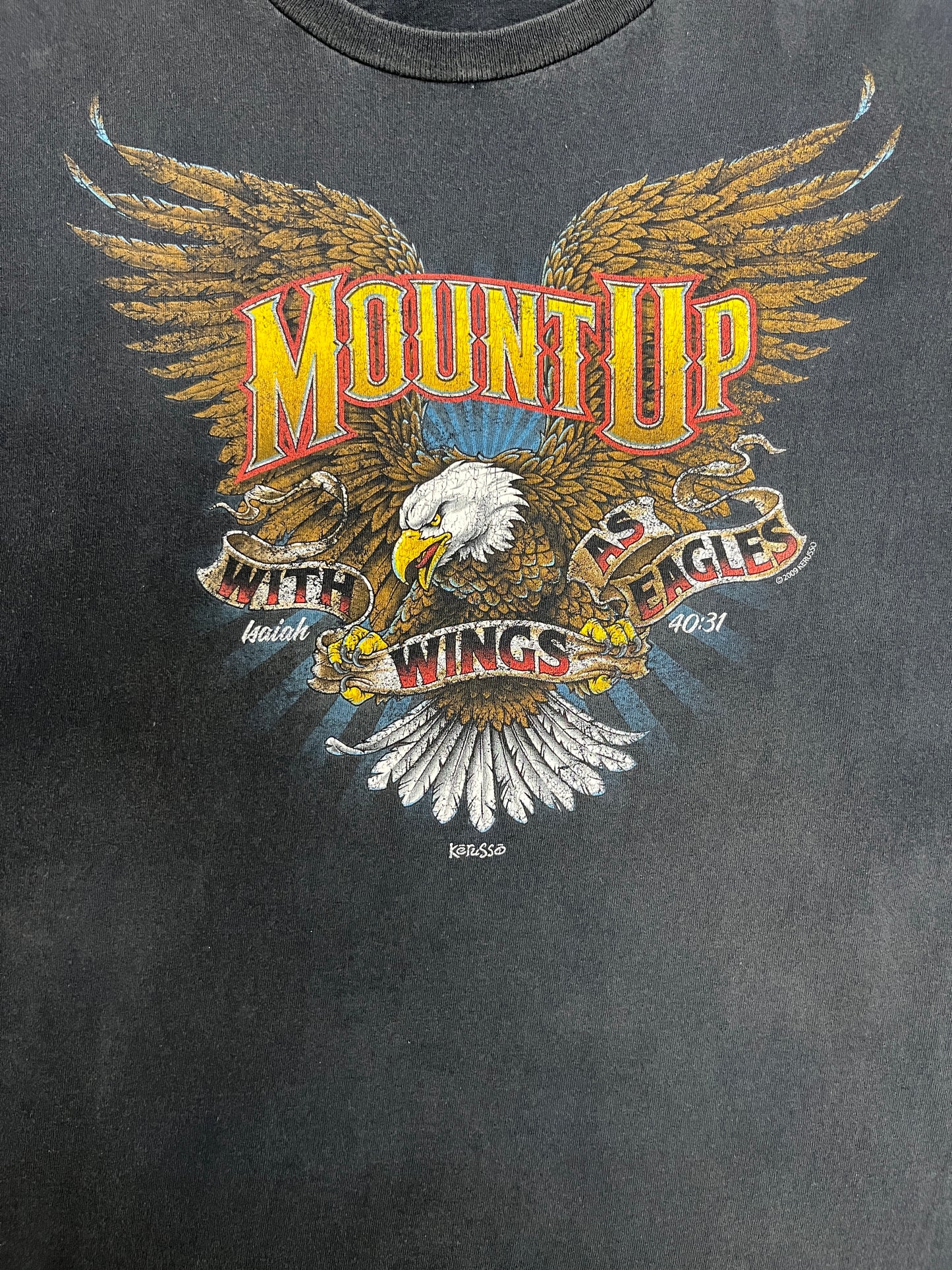 Mount Up Isaiah 40:31 Graphic Tee | Size XX-Large | Vintage 2000s Bible Black T-Shirt |