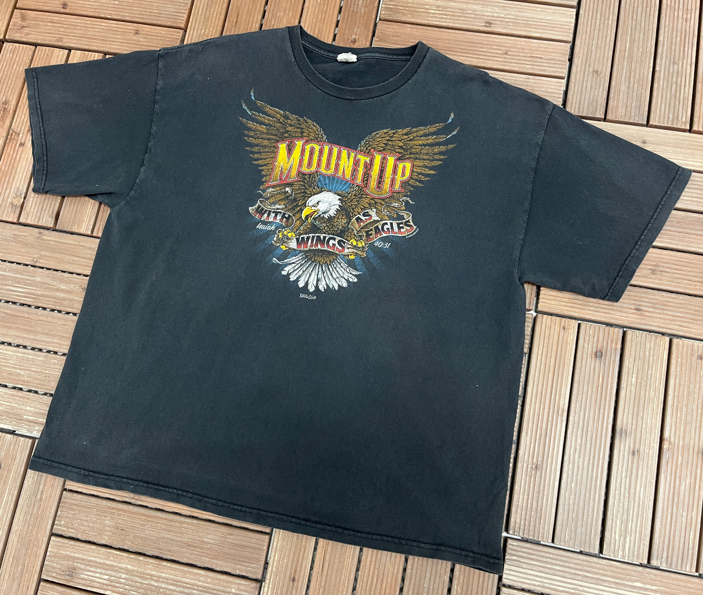 Mount Up Isaiah 40:31 Graphic Tee | Size XX-Large | Vintage 2000s Bible Black T-Shirt |