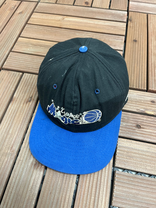 Orlando Magic Embroidered Graphic Hat | Snap Back | Vintage 1990s NBA Basketball Black Cap |