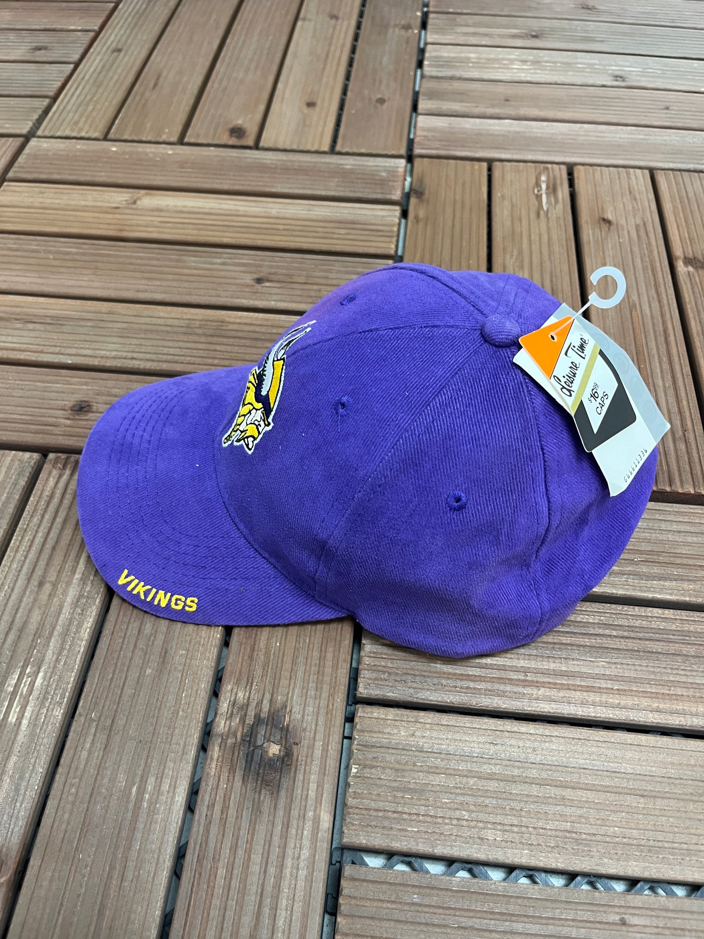 Minnesota Vikings Embroidered Graphic Hat | Strap Back | Vintage 2000s NFL Football Purple Cap |