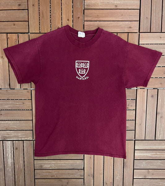 Harvard University Veritas Graphic Tee | Size Large | Vintage 1990s College Red T-Shirt |