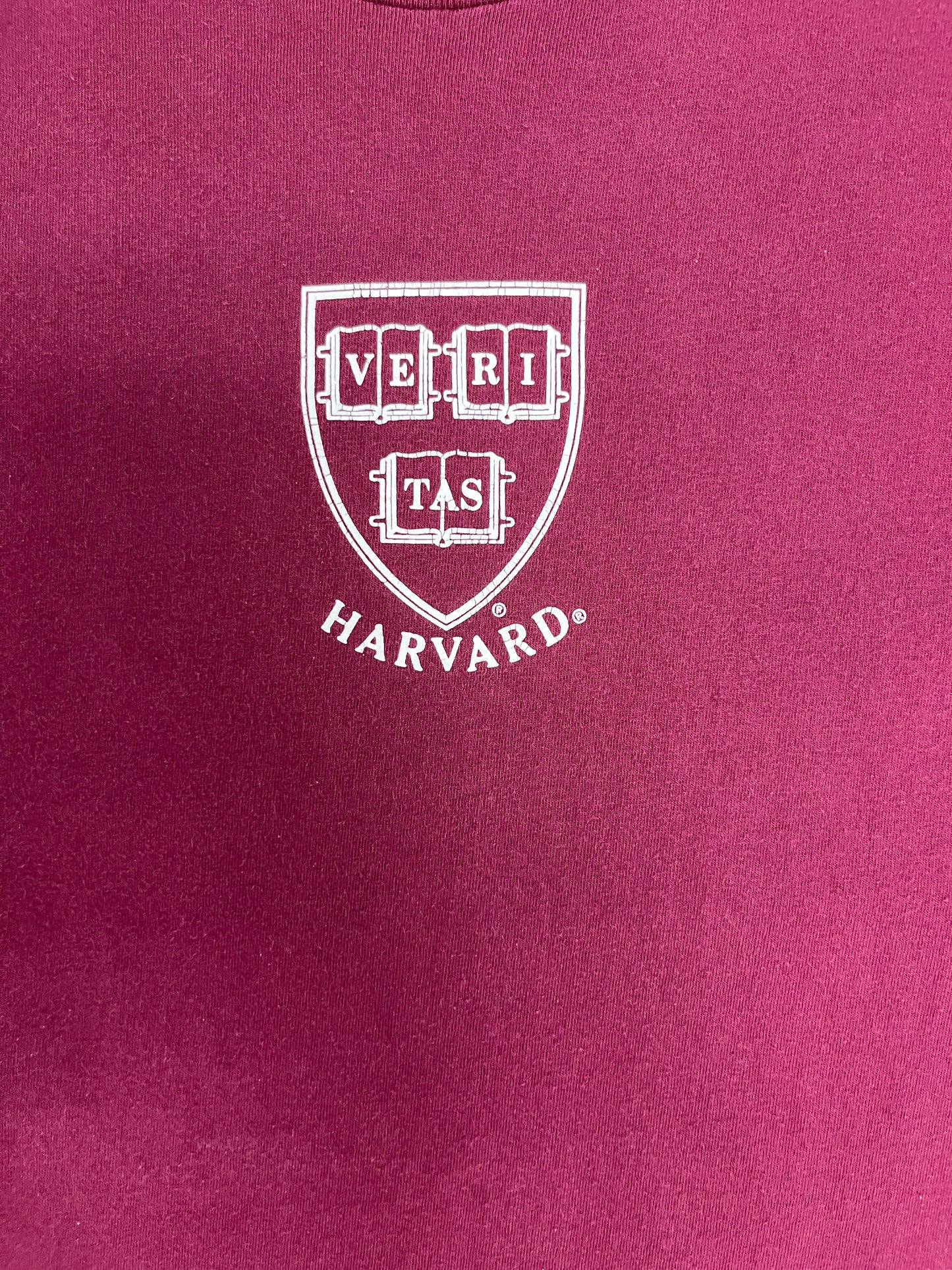 Harvard University Veritas Graphic Tee | Size Large | Vintage 1990s College Red T-Shirt |