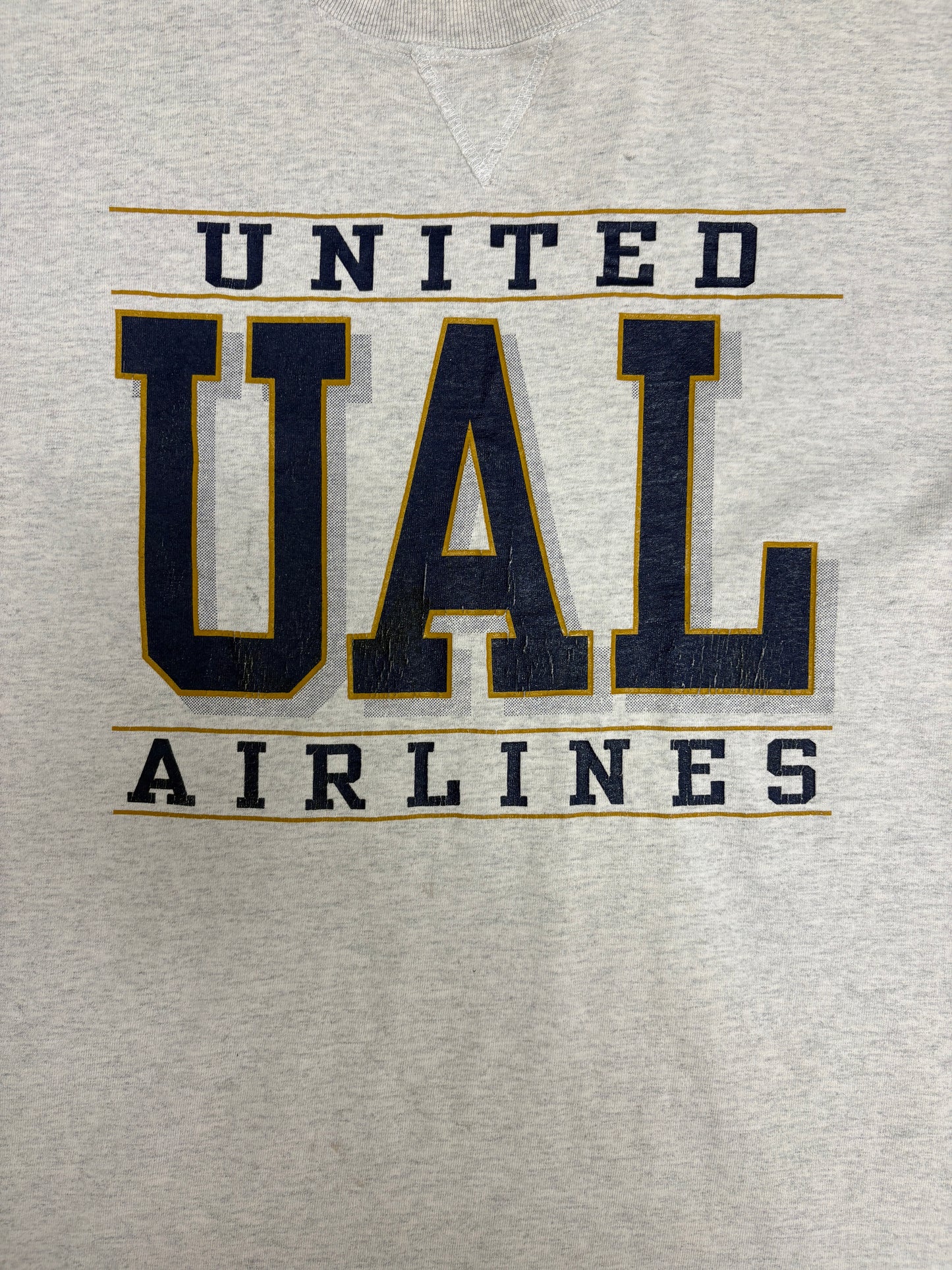 United Airlines Graphic Tee | Size X-Large | Vintage 1990s Promotional Company Grey T-Shirt |