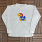 Kansas Jayhawks Graphic Crewneck | Size X-Large | Vintage 1990s College Grey Fleece Sweater |