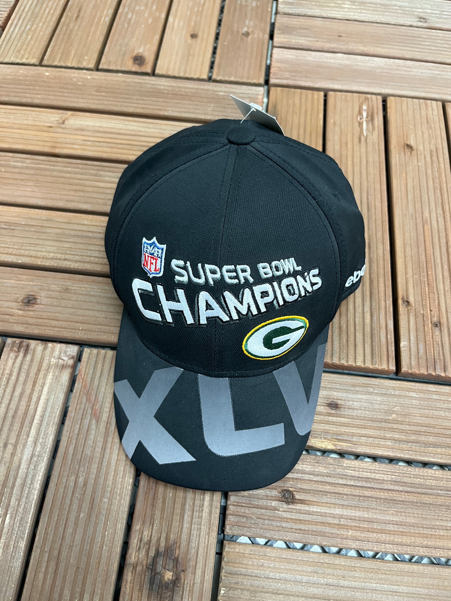 Green Bay Packers Super Bowl XLV Champions Graphic Hat | One Size | Vintage 2000s NFL Football Black Cap |