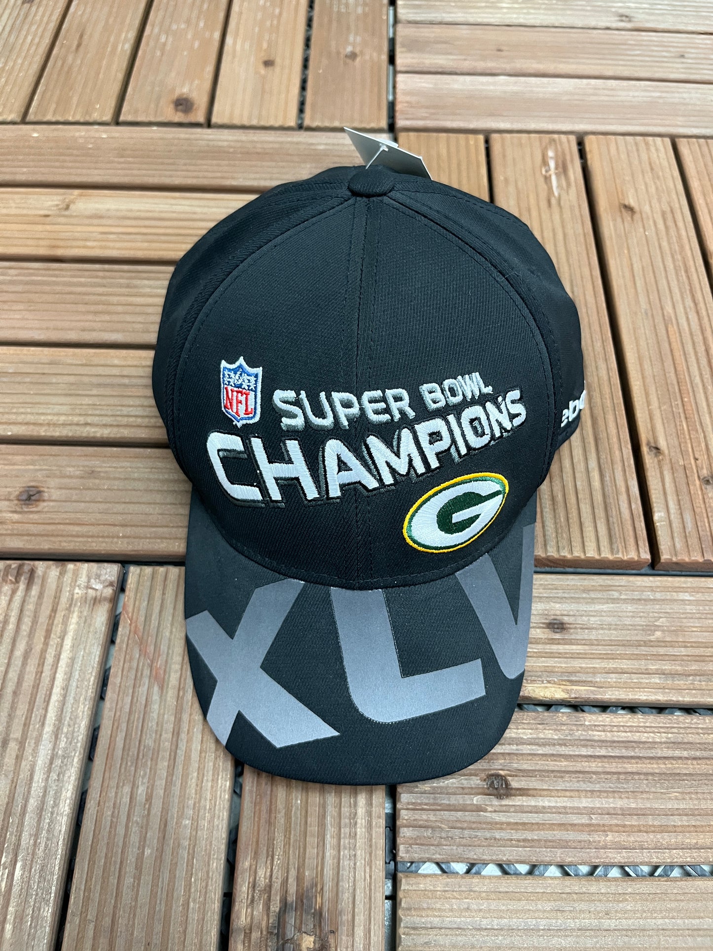 Green Bay Packers Super Bowl XLV Champions Graphic Hat | One Size | Vintage 2000s NFL Football Black Cap |