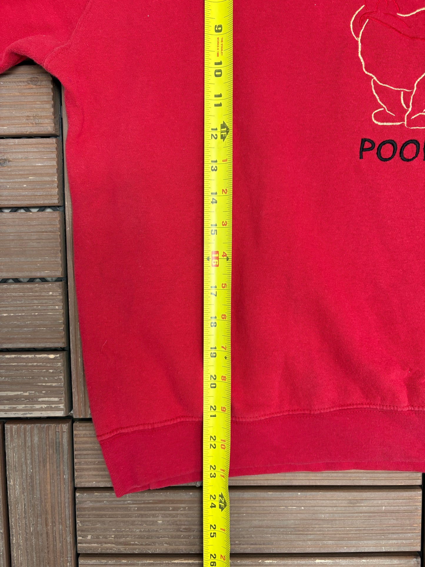 Winnie The Pooh Embroidered Graphic Crewneck | Size Large | Vintage 1990s Cartoon Red Sweater |
