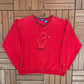 Winnie The Pooh Embroidered Graphic Crewneck | Size Large | Vintage 1990s Cartoon Red Sweater |