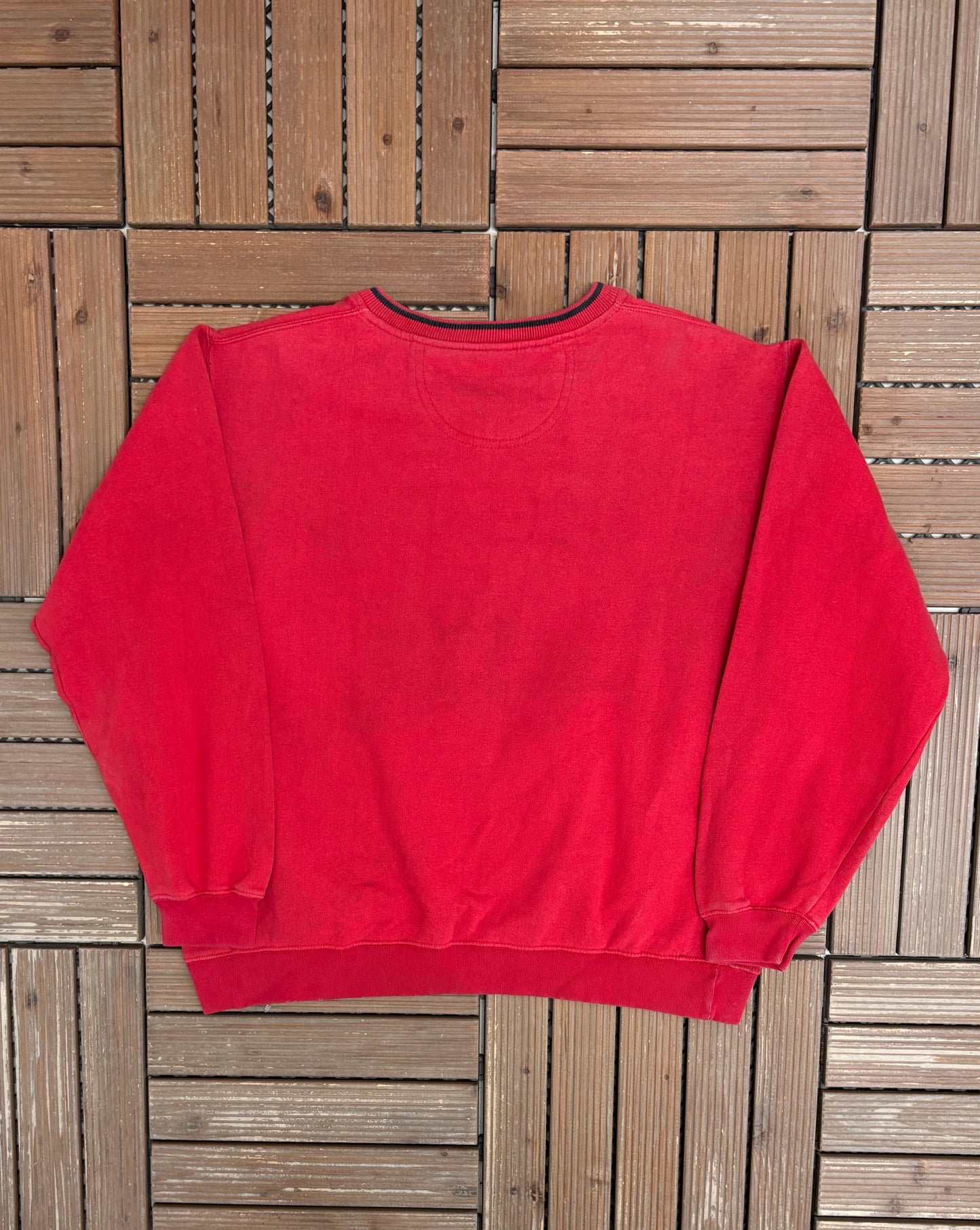 Winnie The Pooh Embroidered Graphic Crewneck | Size Large | Vintage 1990s Cartoon Red Sweater |
