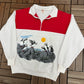 Bird Island Tours Cape Breton Graphic Quarter Zip | Size Medium | Vintage 1990s Promotional White Sweater |