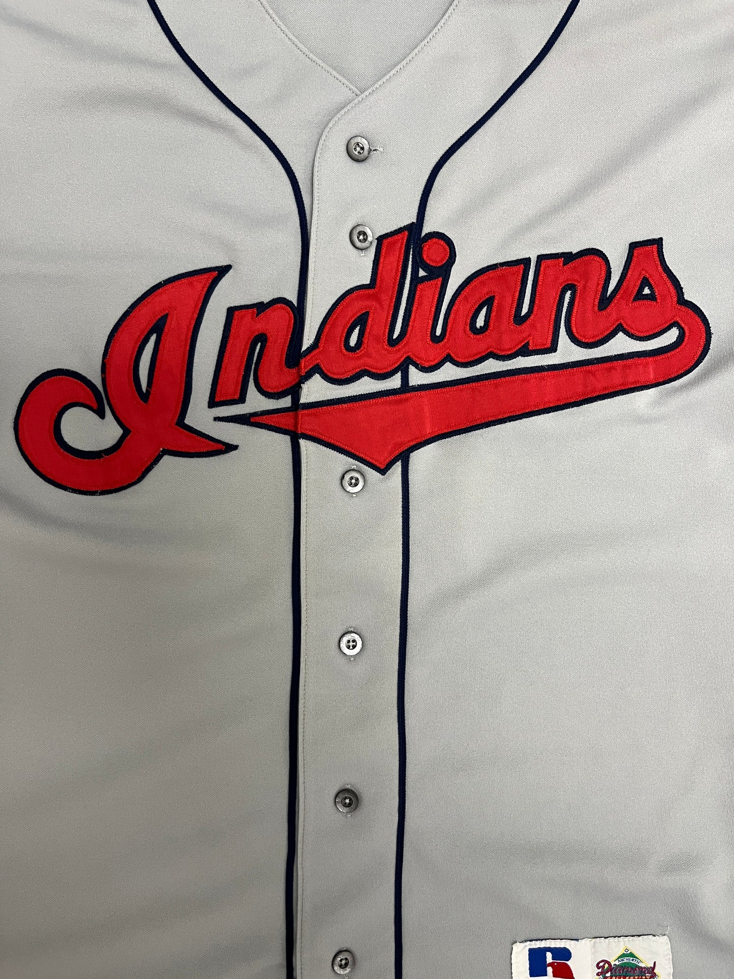 Cleveland Indians Stitched Baseball Jersey | Size Large | Vintage 1990s MLB Baseball Grey Jersey |