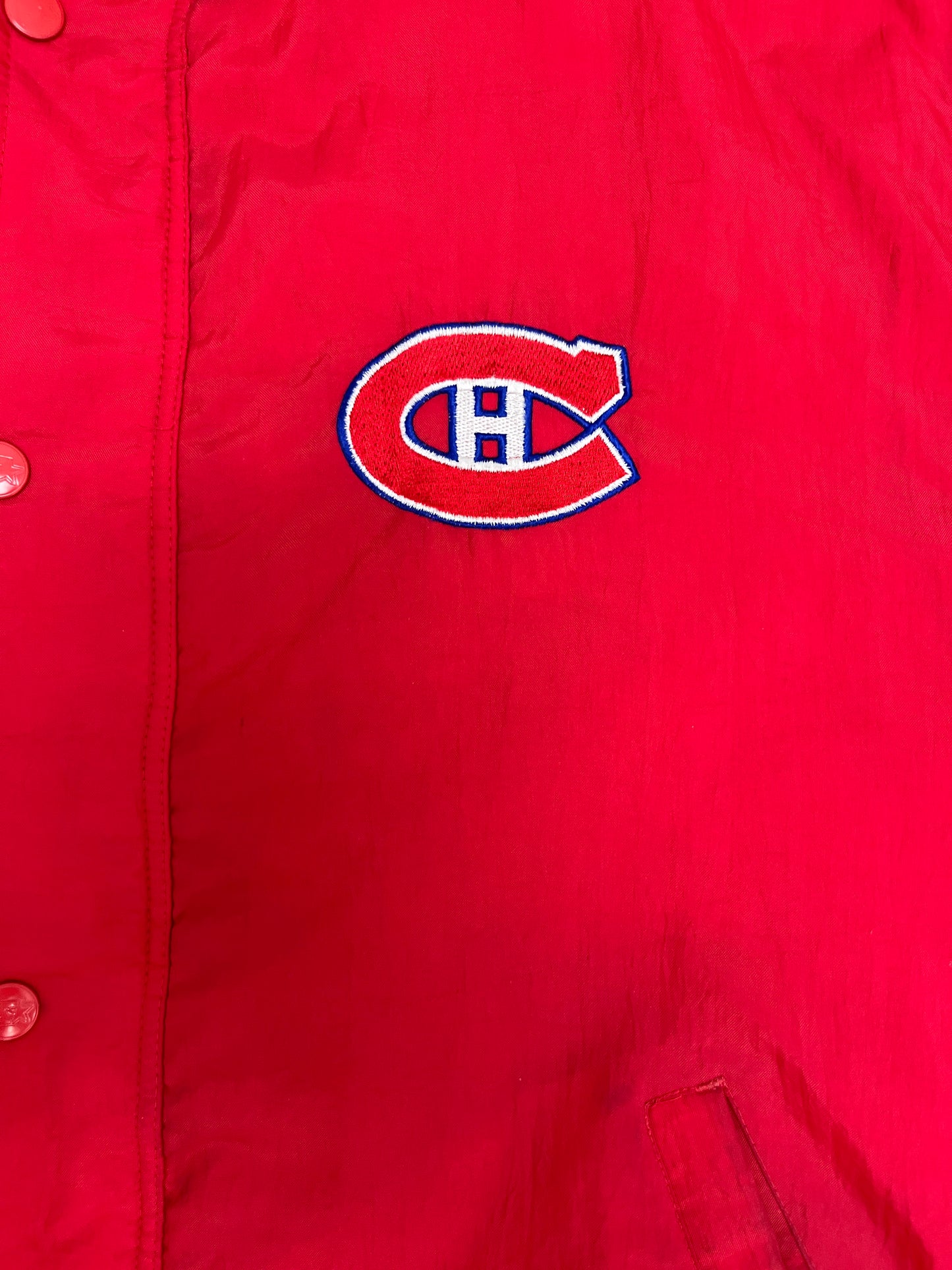 Montreal Canadiens Graphic Jacket | Size Large | Vintage 1990s NHL Hockey Puffer Jacket |