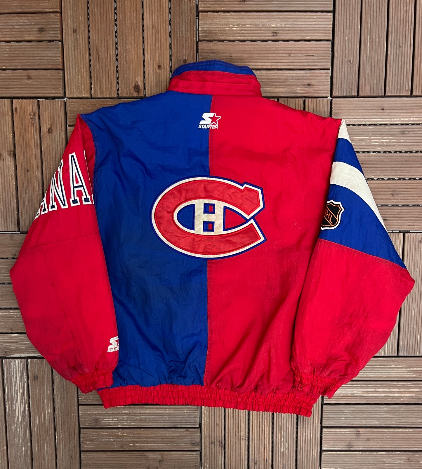 Montreal Canadiens Graphic Jacket | Size Large | Vintage 1990s NHL Hockey Puffer Jacket |