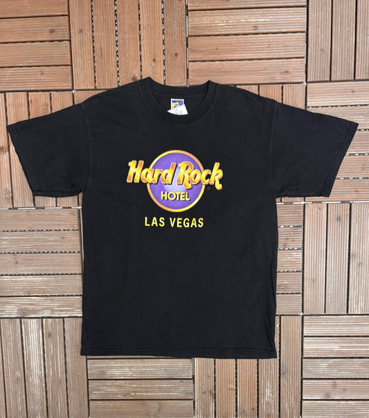 Hard Rock Hotel Las Vegas Graphic Tee | Size Large | Vintage 1990s Promotional Black T-Shirt |