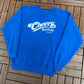 Cheers Boston Graphic Crewneck | Size Medium | Vintage 1990s Television Series Promotional Blue Sweater |