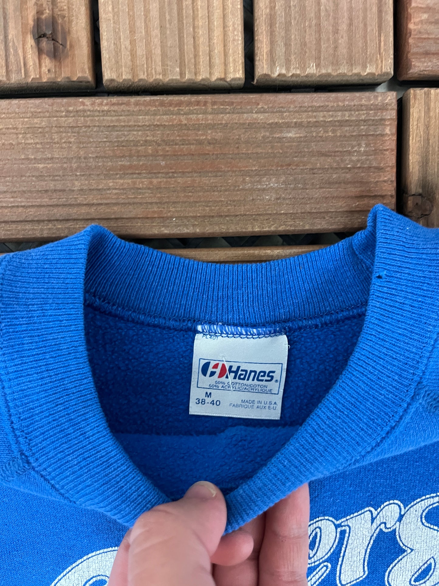 Cheers Boston Graphic Crewneck | Size Medium | Vintage 1990s Television Series Promotional Blue Sweater |