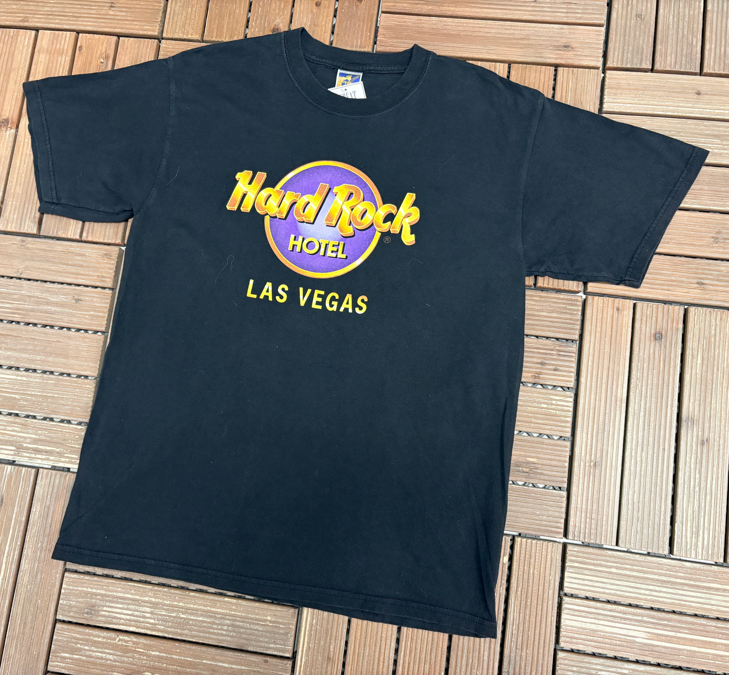 Hard Rock Hotel Las Vegas Graphic Tee | Size Large | Vintage 1990s Promotional Black T-Shirt |