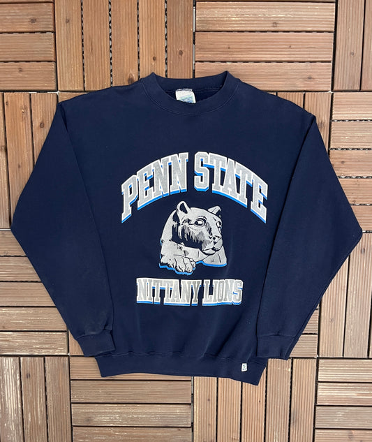 Penn State Nittany Lions Graphic Crewneck | Size Medium | Vintage 1990s Blue College Sweater |