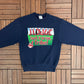 Cleveland Indians Sock it To 'Em Tribe Graphic Crewneck | Size Medium | Vintage 1990s MLB Baseball Blue Sweater |