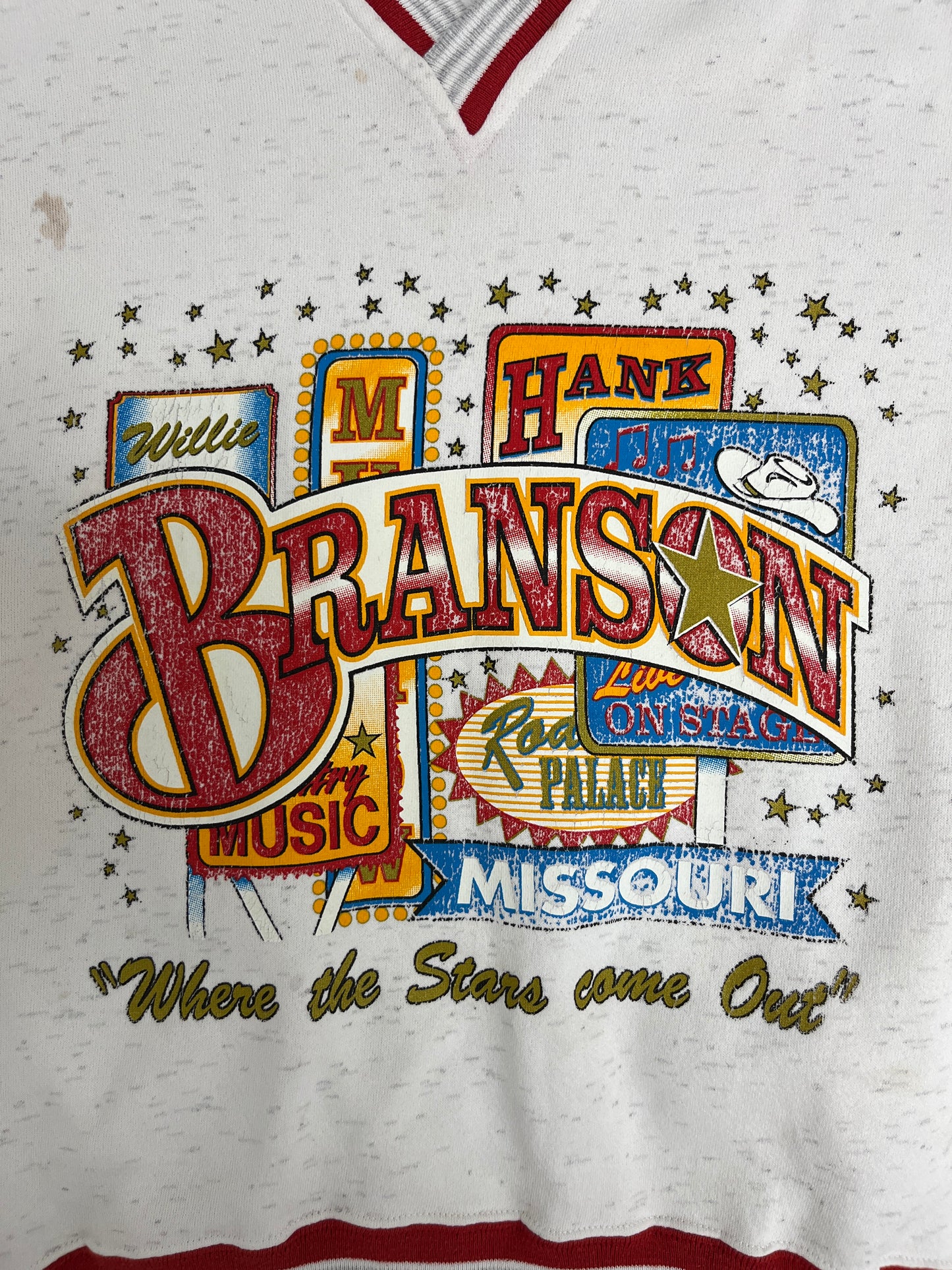 Branson, Missouri Where The Stars Come Out Graphic Sweater | Size X-Large | Vintage 1990s Promotional Grey Sweater |