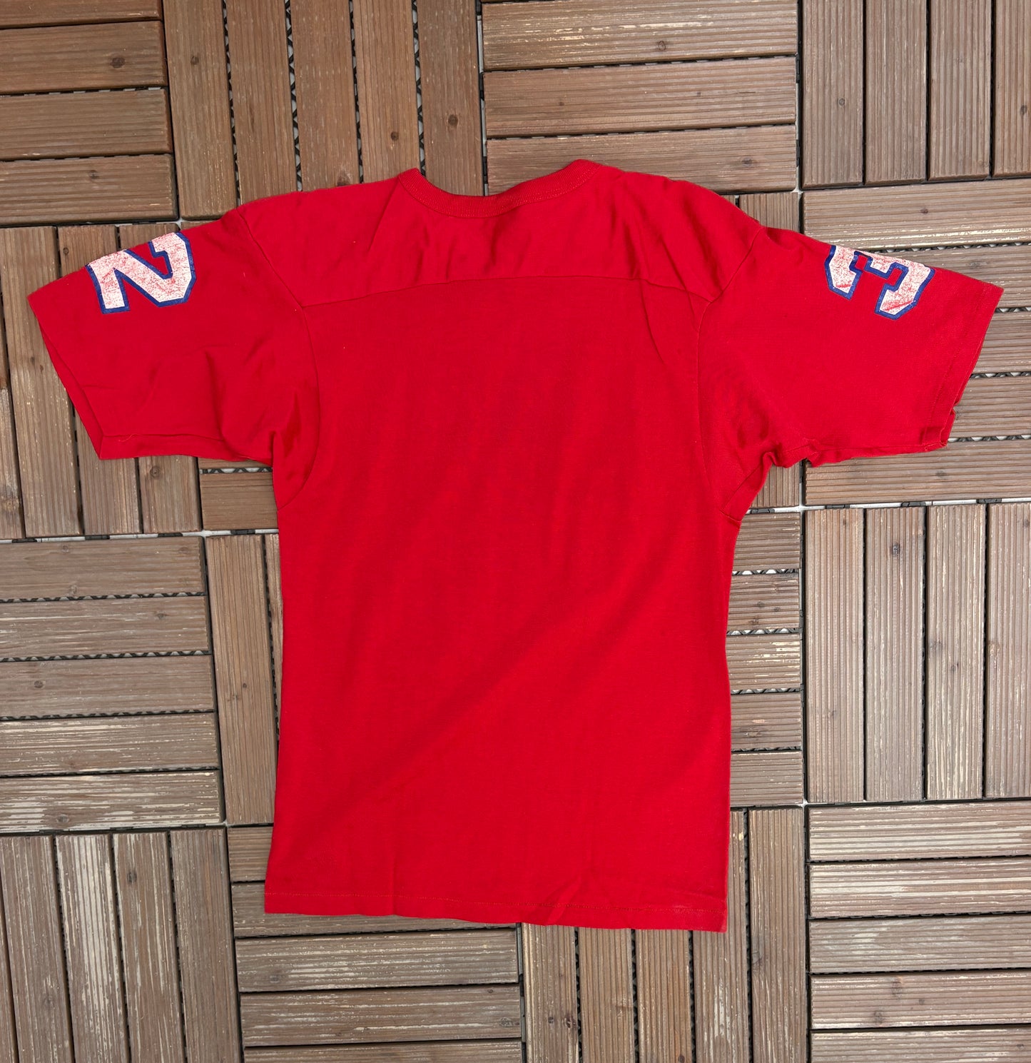 New England Patriots Graphic Tee | Size Medium | Vintage 1990s NFL Football Red T-Shirt |