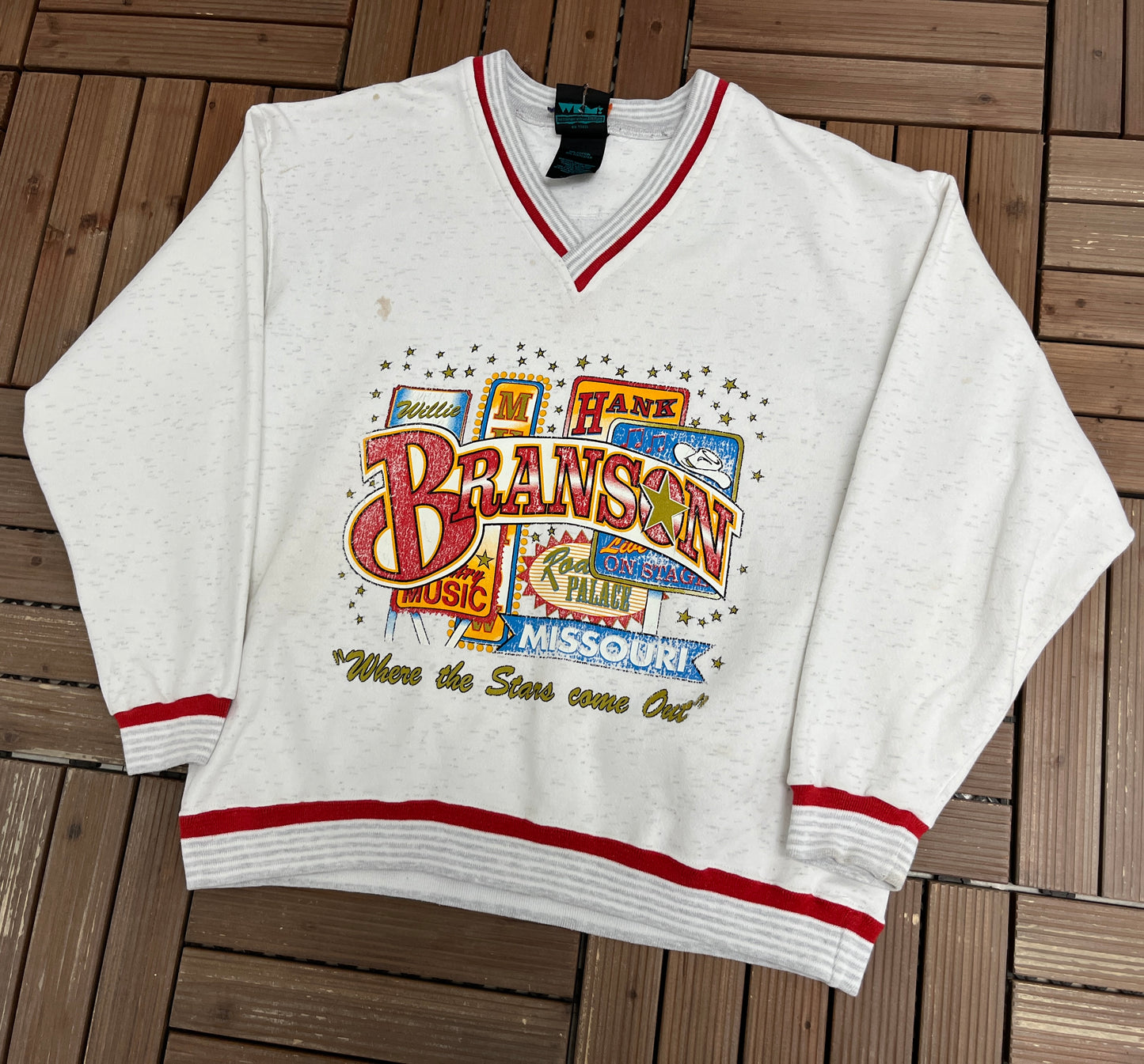 Branson, Missouri Where The Stars Come Out Graphic Sweater | Size X-Large | Vintage 1990s Promotional Grey Sweater |