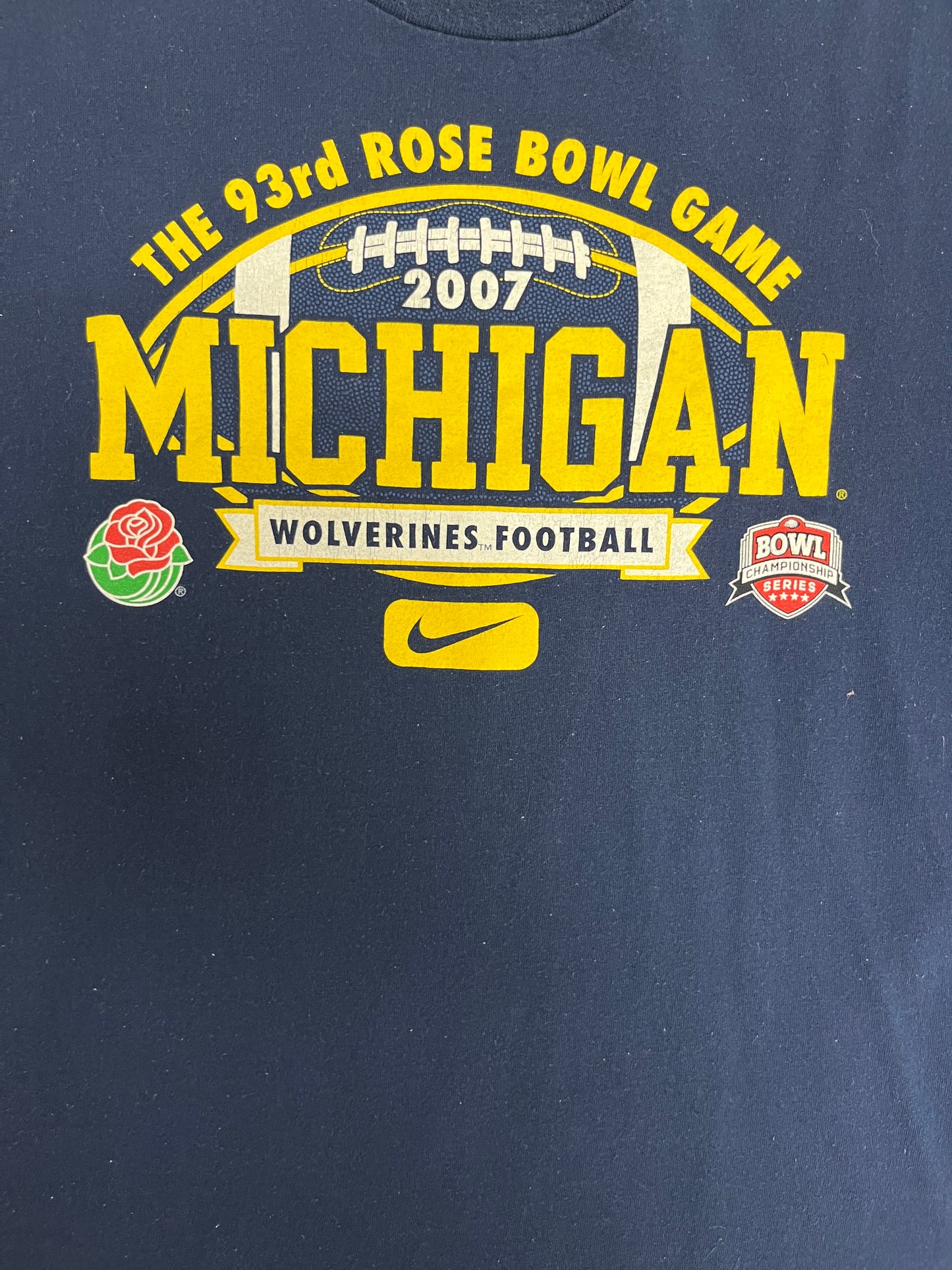 Michigan Wolverines Rose Bowl Nike Graphic Tee | Size Large | Vintage 2000s College Football Blue T-Shirt |