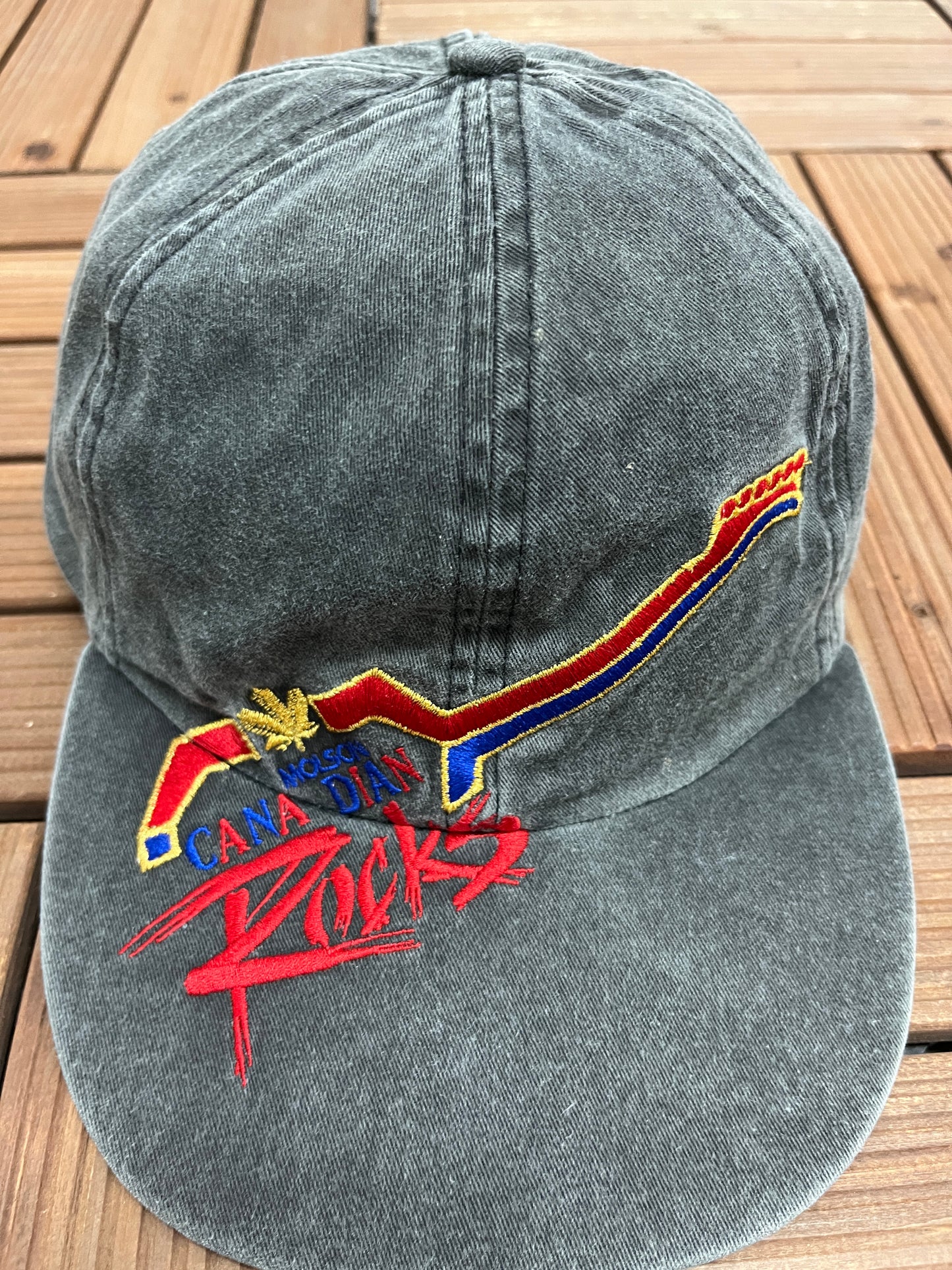 Molson Canadian Rocks Graphic Hat | Metal Clasp | Vintage 1990s Promotional Grey Cap |