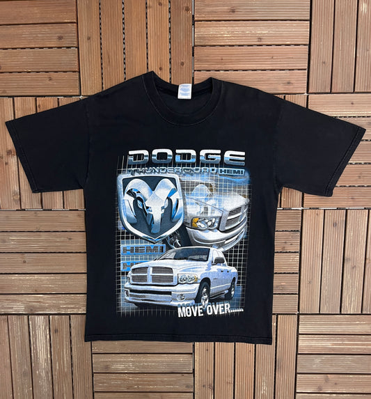 Dodge Thunder Road Move Over... Graphic Tee | Size Large | Vintage 2000s Muscle Car Promotional Black T-Shirt |