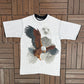 Bald Eagle Big Print Graphic Tee | Size Medium | Vintage 1990s Single Stitch Animal Grey T-Shirt |