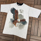 Bald Eagle Big Print Graphic Tee | Size Medium | Vintage 1990s Single Stitch Animal Grey T-Shirt |