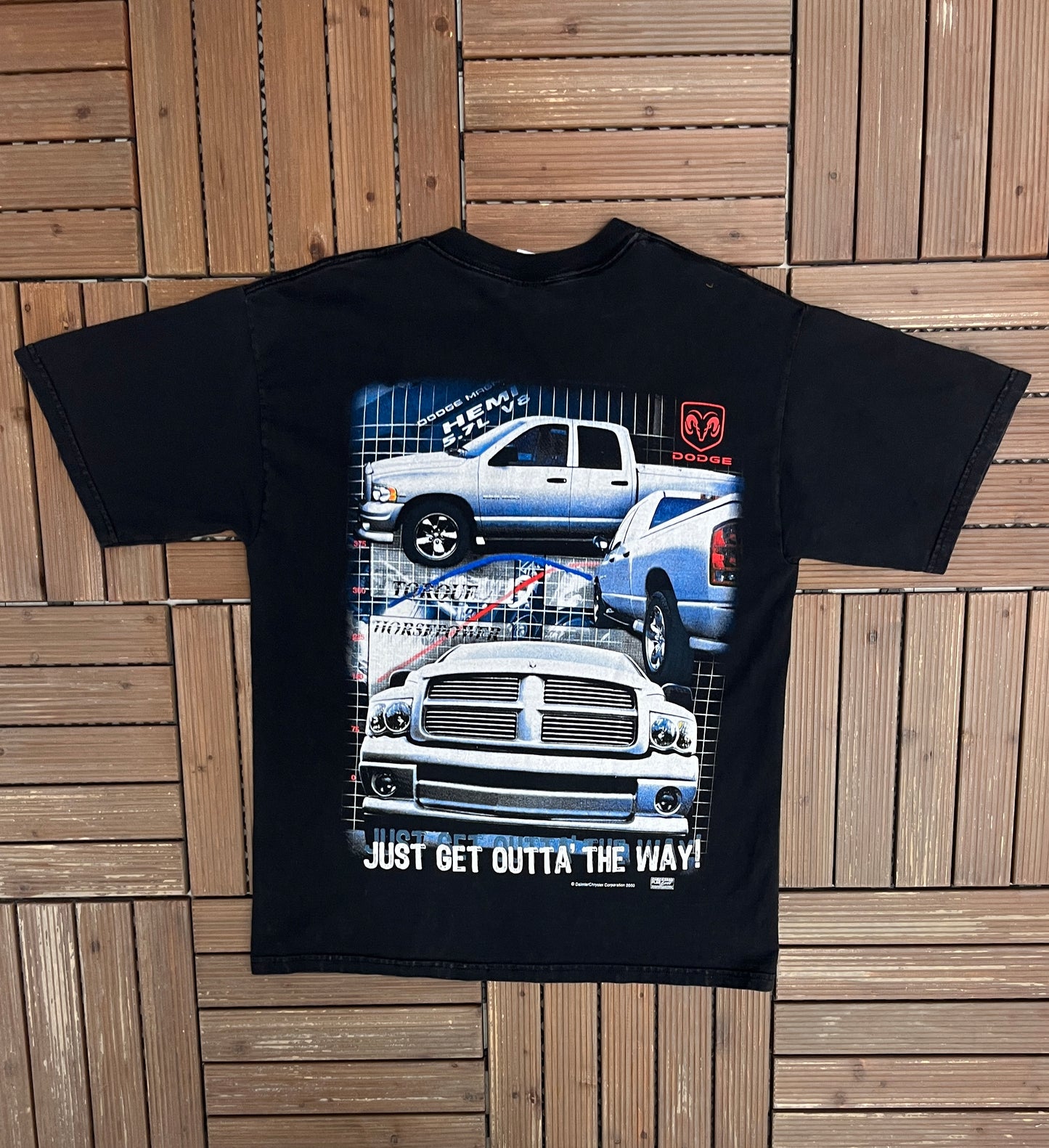 Dodge Thunder Road Move Over... Graphic Tee | Size Large | Vintage 2000s Muscle Car Promotional Black T-Shirt |