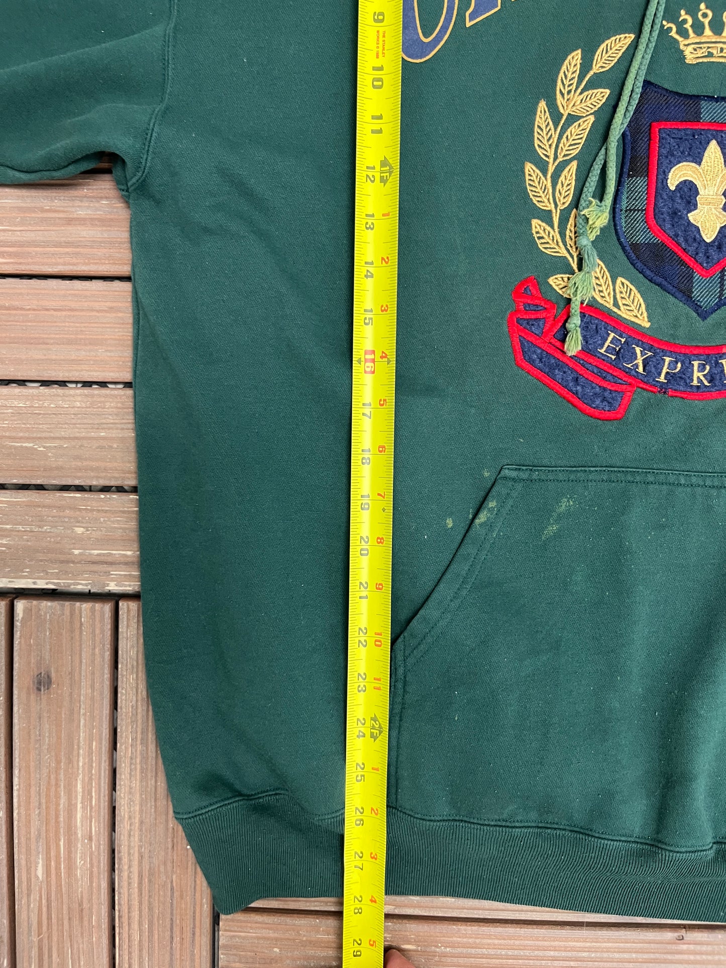 Chamonix Express Graphic Hoodie | Size X-Small | Vintage 2000s Promotional Green Sweater |