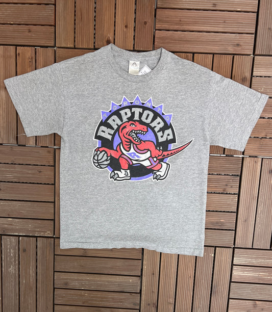 Toronto Raptors Graphic Tee | Size Small | Vintage 2000s NBA Basketball Grey T-Shirt |