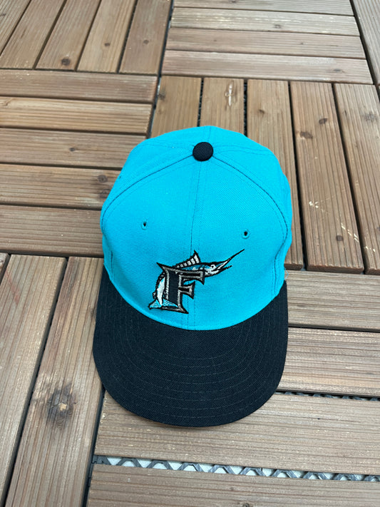 Florida Marlins Embroidered Graphic Hat | Size 7 1/8 | Vintage 1990s MLB Baseball Blue Cap |