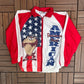 Taz American Graphic Windbreaker Jacket | Size Small | Vintage 1990s Looney Tunes Cartoon Windbreaker Coat |