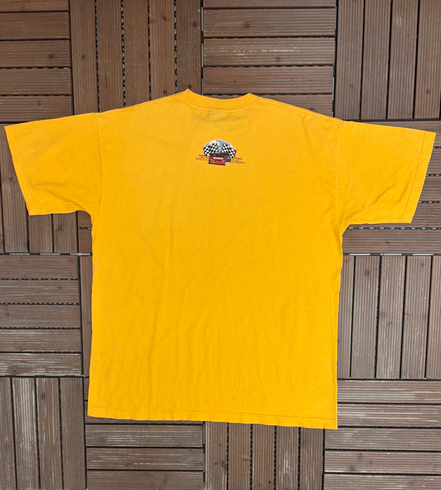 Dale Earnhardt Watching Over Graphic Tee | Size XX-Large | Vintage 2000s Yellow NASCAR Racing T-Shirt |